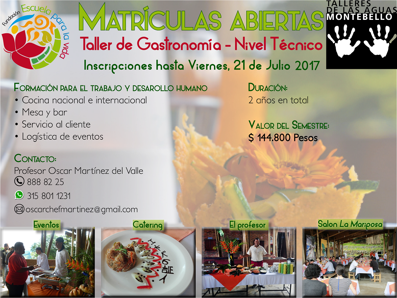 Matrículas abiertas – Taller de Gastronomía